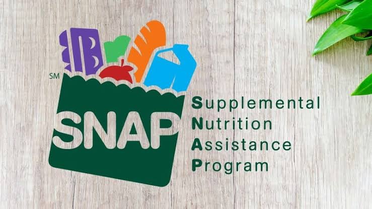 Supplemental Nutrition Assistance Program (SNAP) logo featuring grocery items and the program's full name.